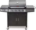 Barbecue 4+1 - Deluxe Grill BBQ with Side Ring Burner Black (Barbecue with Cover)