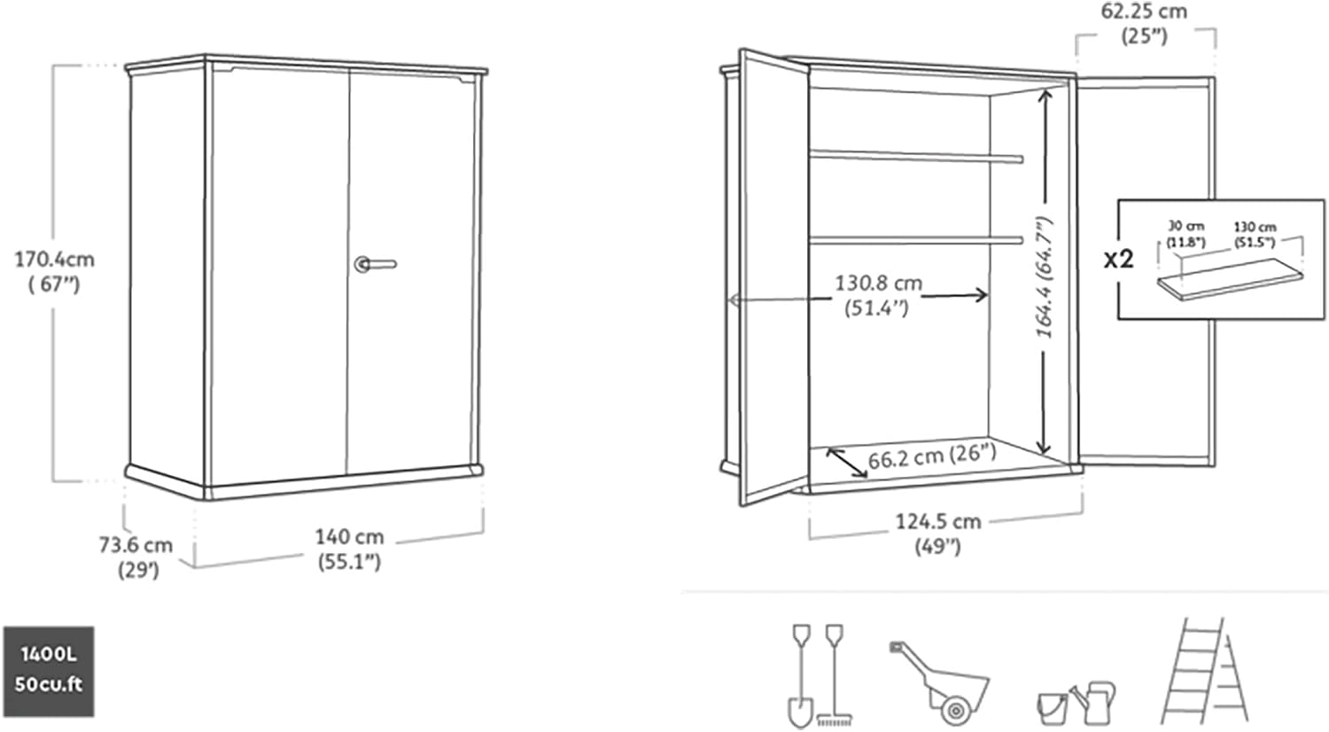 1400L High Store Outdoor Storage Cabinet