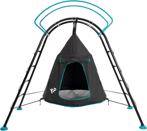 Den &amp; Climbing Frame With Curved Climbing Rungs And Safety Handrails Mesh Den With Door