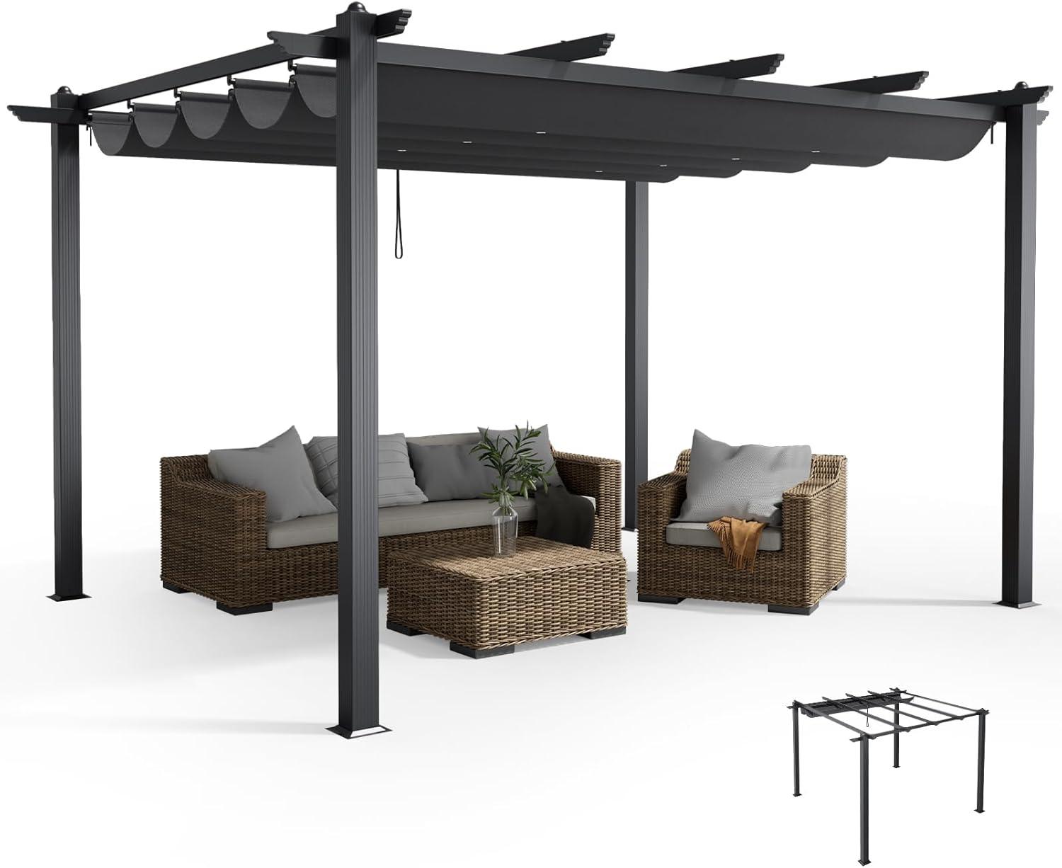 The Fellie 3M x 4M Aluminium Pergola with Retractable Roof