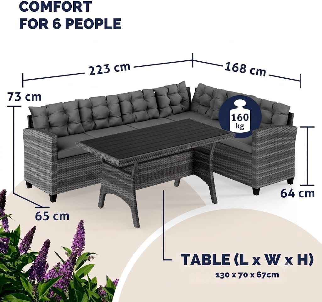 Garden Corner Lounge Dining Table Set