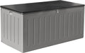 Garden Store Direct 830L/220 Gallon MASSIVE Capacity Outdoor Garden Storage Box Plastic Shed - Weatherproof &amp; Sit On with Wood Effect Chest (830 Litre