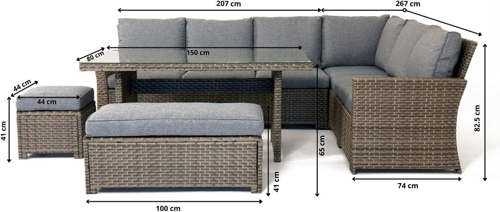 9 Seat Corner Rattan Wicker Garden Lounge Set with Cushions