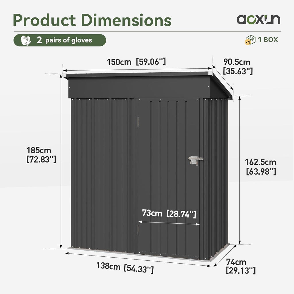 5x3ft (Overall Dimensions) Metal Garden Shed