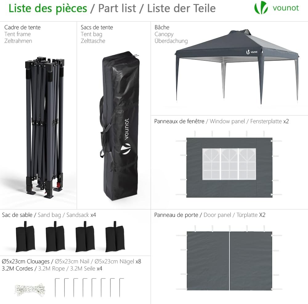 3m x 3m Pop Up Heavy Duty Gazebo with Sides