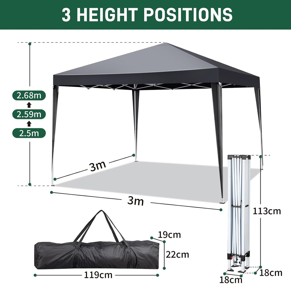 Gazebo with Sides 3m x 3m
