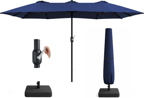 Double Garden Parasol with Base and Cover 4.5x2.7m