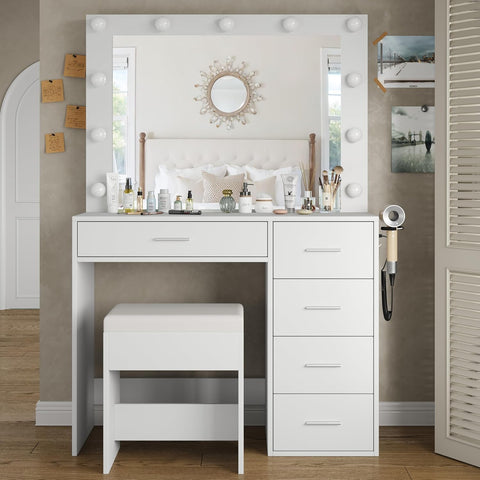94CM Dressing Table with Mirror &amp; LED Lights