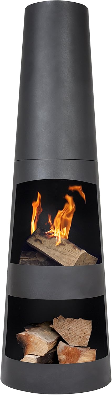 Circo - Steel Chiminea - Patio Heater - Log Burner - Easy to Assemble - Black,