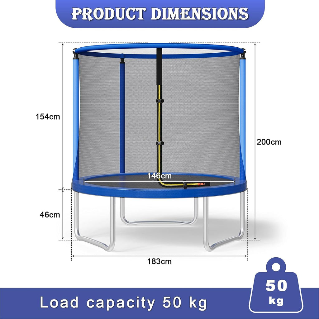 6/8/10/12ft Outdoor Trampoline with Safety Enclosure Net - Complete Outdoor Garden Trampoline for Kids &amp; Adults Spring Tool Home Fitness Family Play Equipment