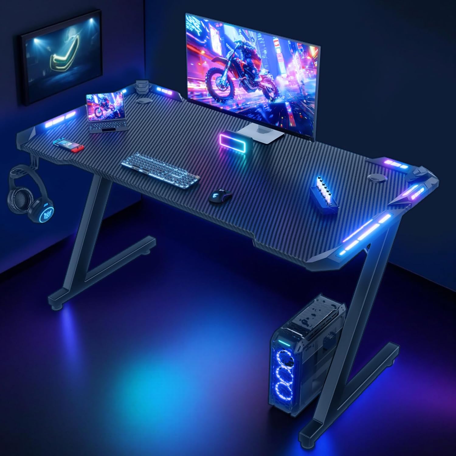 Gaming Desk with LED Lights