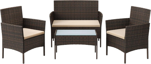 PE Rattan Balcony Furniture Set, Taupe