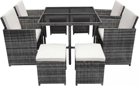 8 Seater Rattan Garden Dining Set with Table