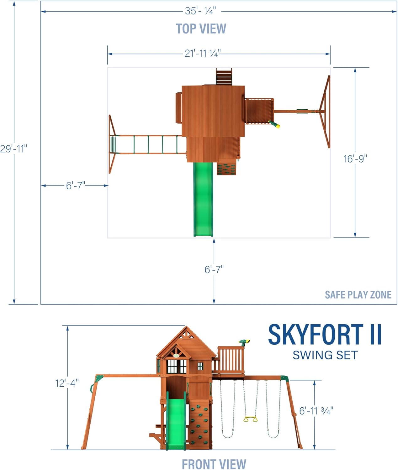 II Wooden Climbing Frame &amp; Swing Set with Slide