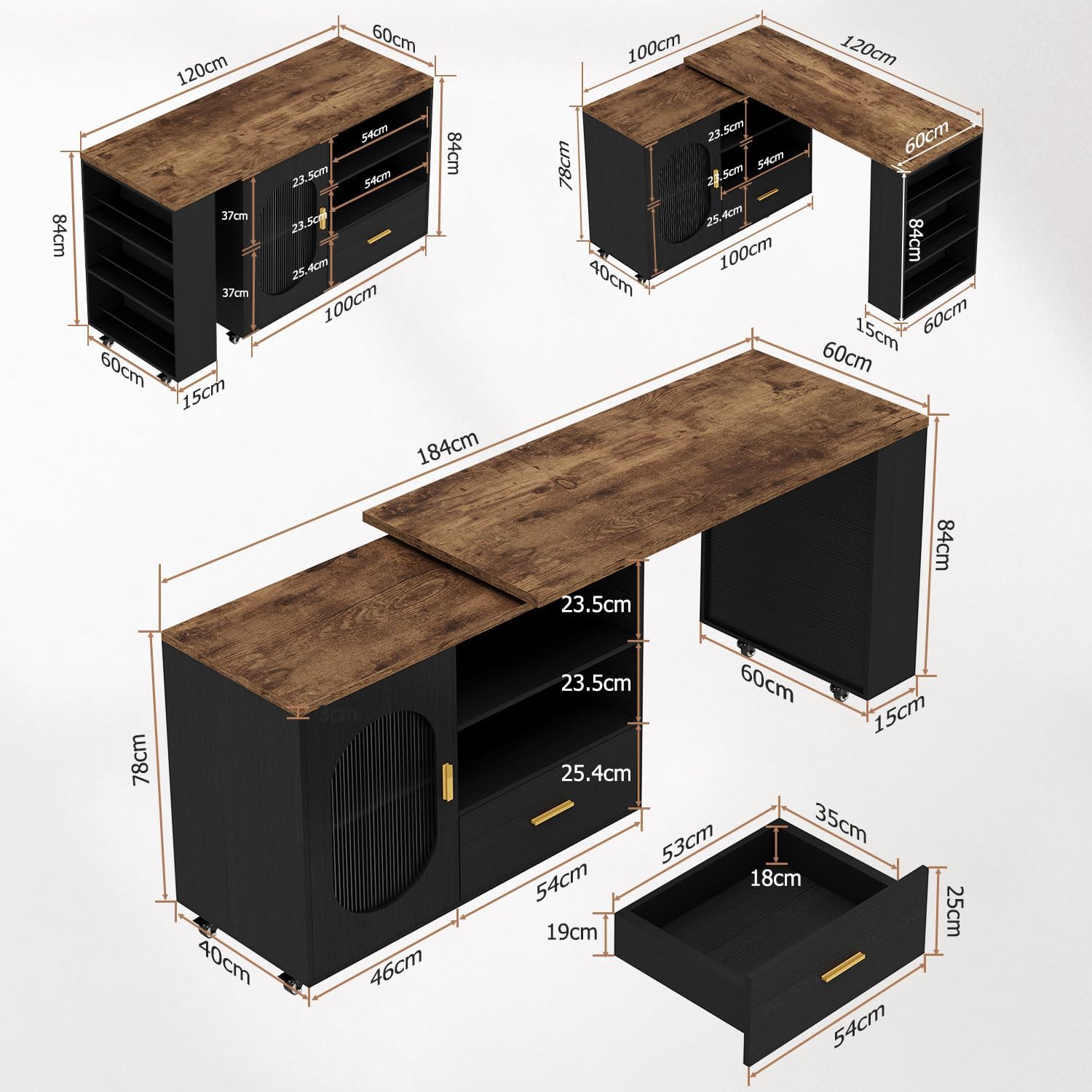 Black Kitchen Island on Wheels