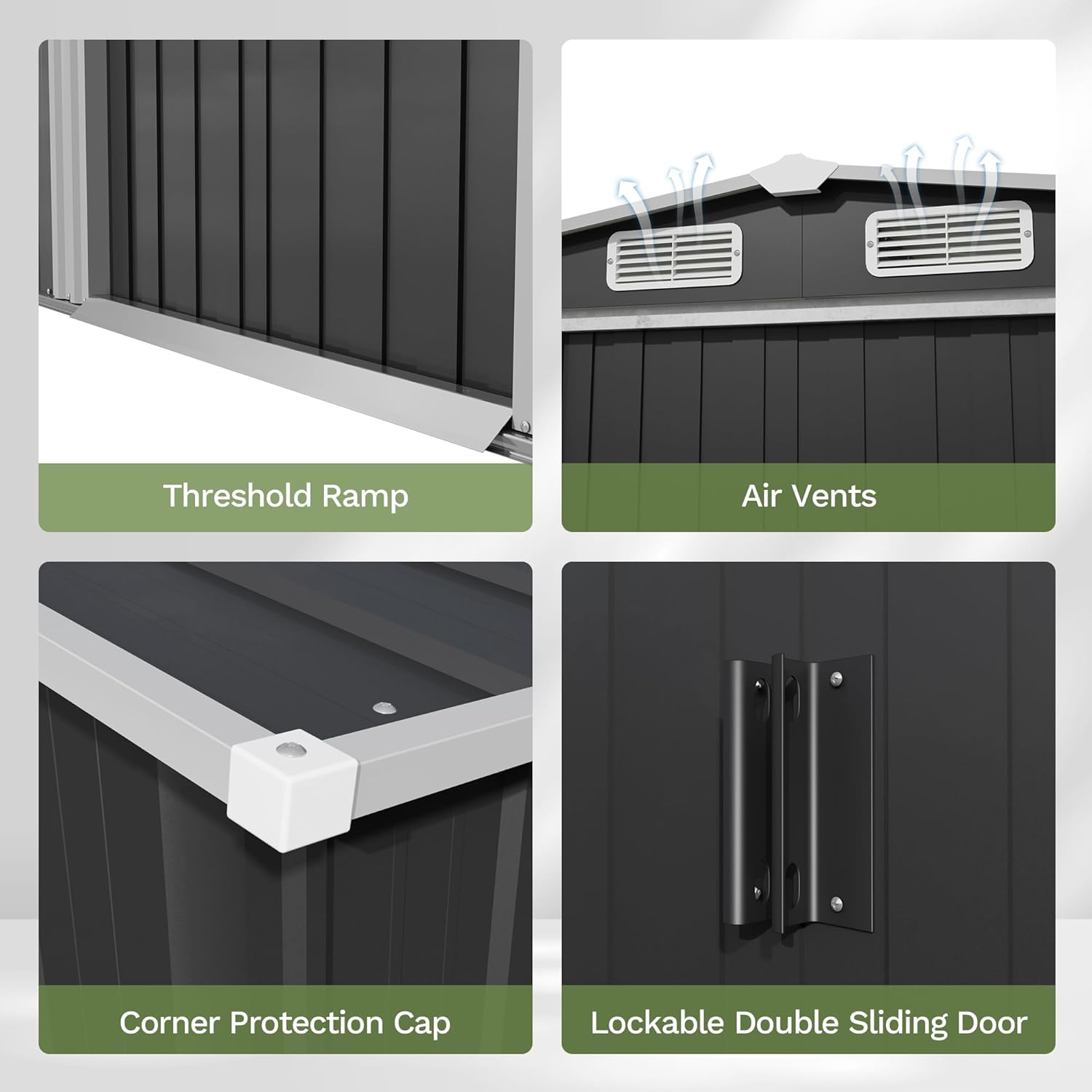 8x7ft Metal Garden Shed with Easy Assembly