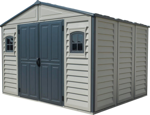 10.5 x 8 (8.02 m2) Plastic Garden Shed with Metal Foundation Kit and 2 Fixed Window