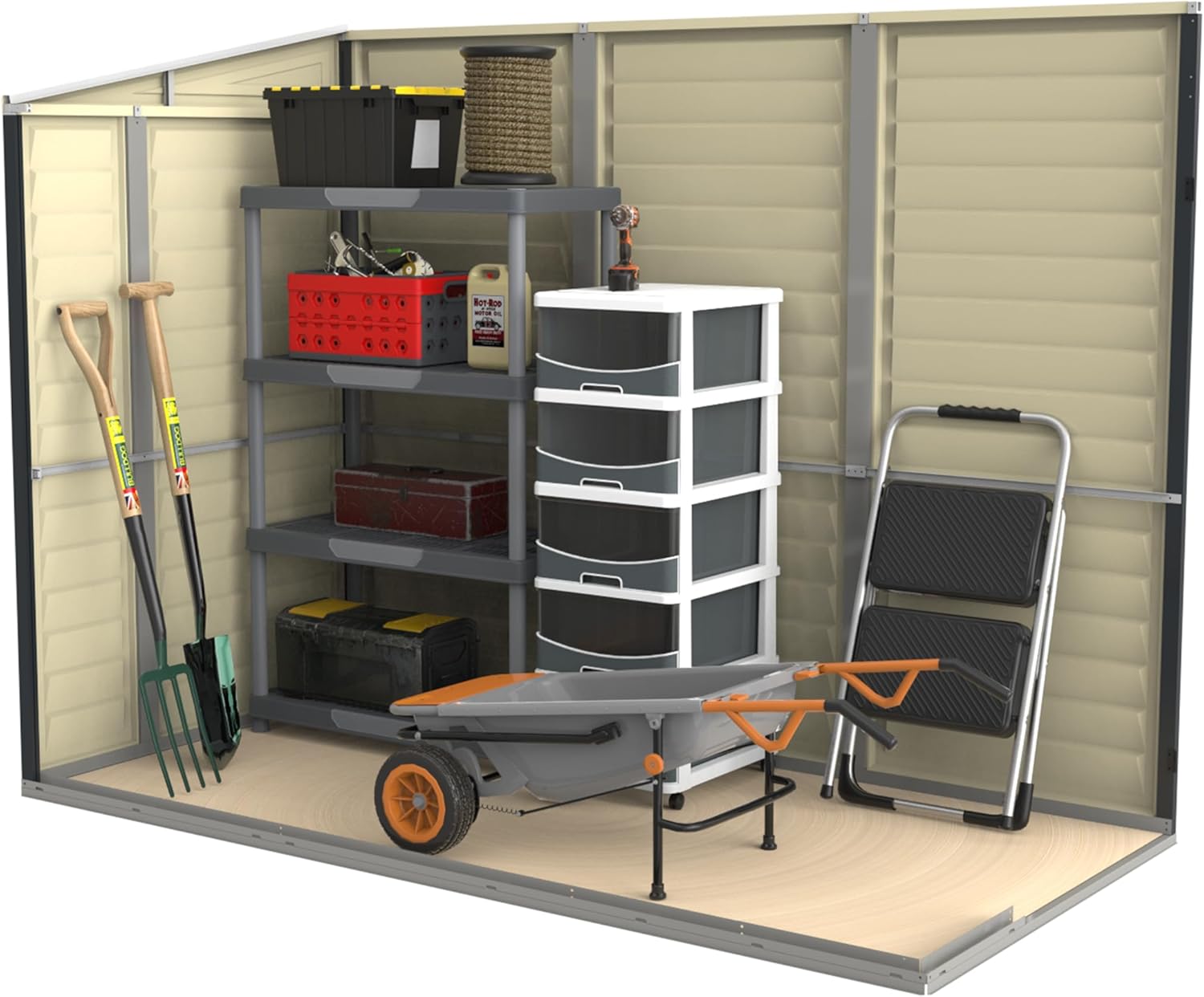 4 x 8 (2.95 m2) Plastic Garden Shed with Metal Foundation Kit