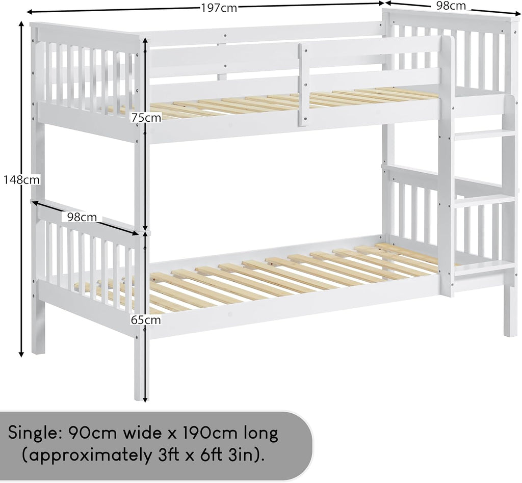 Single Bunk Bed Frame with Ladder
