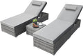 3 PCS Rattan Sun Lounger