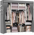 Canvas Wardrobe with 4 Hanging Rails