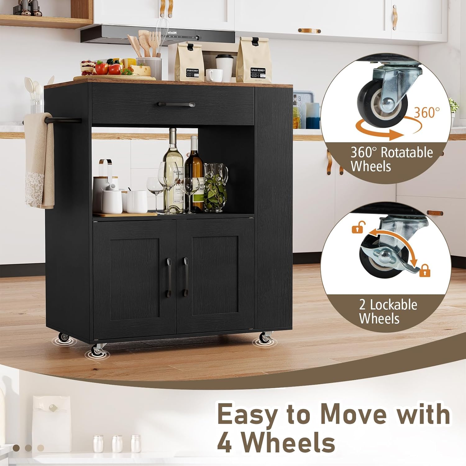 Kitchen Storage Trolley on Wheels