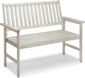Grey Garden Bench 2 Seater - Acacia Hardwood Outdoor Bench with Armrests &amp; Teak Oil Coating - Wooden Garden Seating for 2 People for Patio &amp; Terrace - Weather Resistant - Murcia