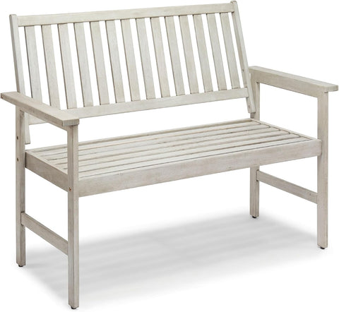 Grey Garden Bench 2 Seater - Acacia Hardwood Outdoor Bench with Armrests &amp; Teak Oil Coating - Wooden Garden Seating for 2 People for Patio &amp; Terrace - Weather Resistant - Murcia