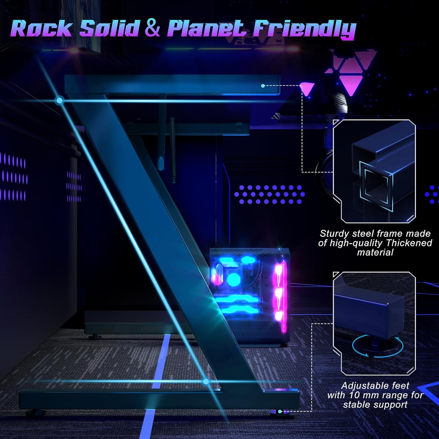 Gaming Desk with LED Lights