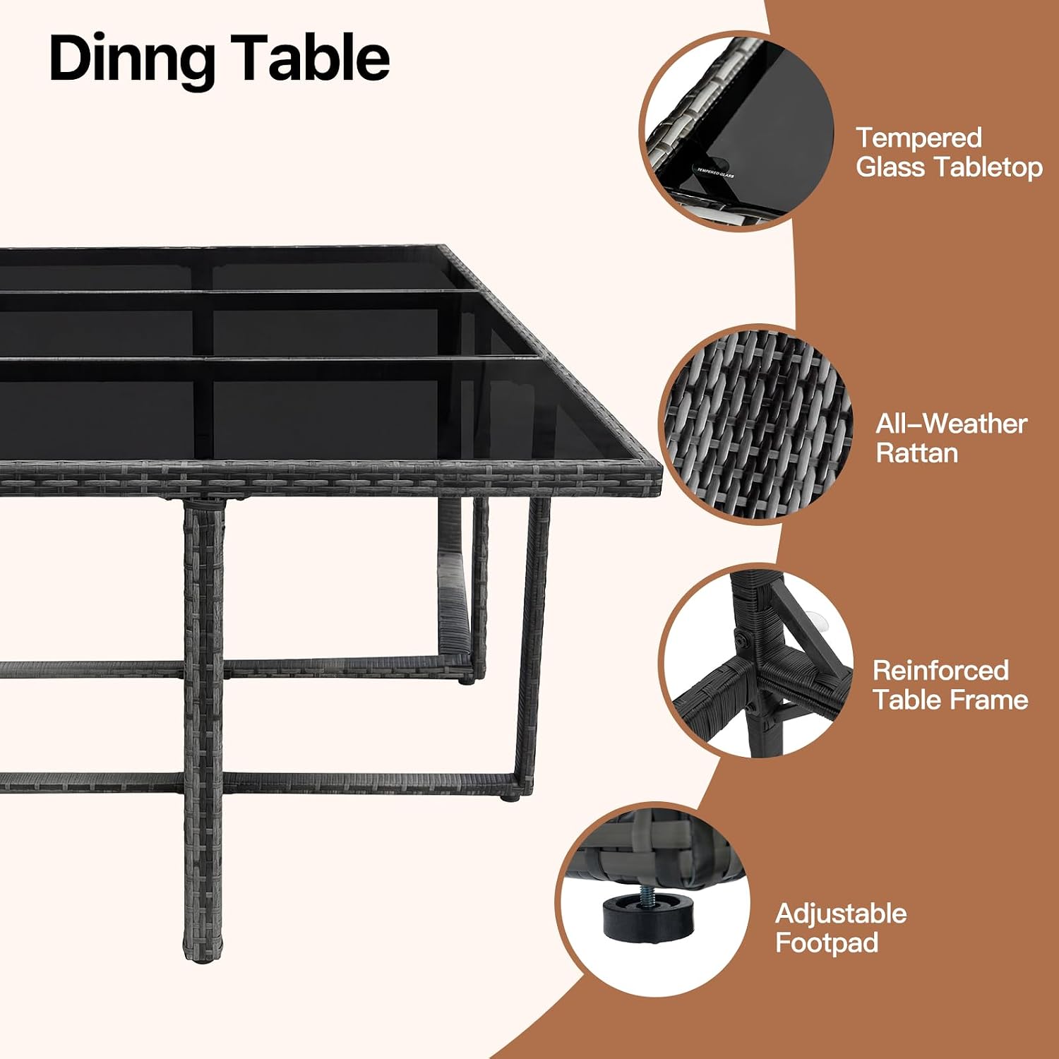 10 Seater Rattan Garden Dining Set with Large Table