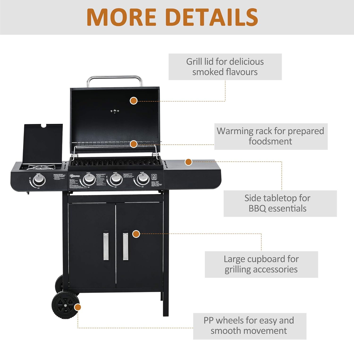 3+1 Burner Gas BBQ Grill