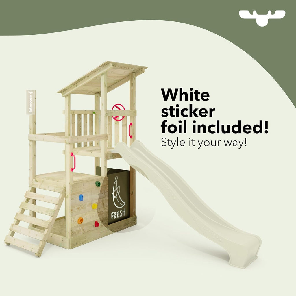Wooden Climbing Frame FruityForest Fun XXL with Swing Set &amp; Apple Green Slide