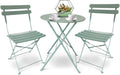 Patio Bistro Set 3 Piece with Foldable Table and Chairs - Powder Coated Steel Frame