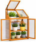 Wooden Greenhouse for Garden with Transparent Polycarbonate Panels Outdoor Green House - Wooden Cold Frame with Removeable Shelves Grow House for Plants and Herbs H120 x W69 x D49 cm