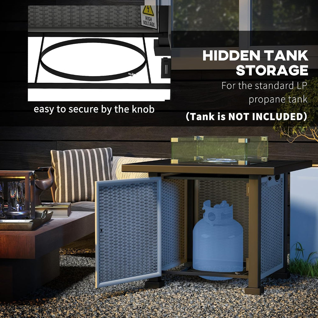Square Propane Gas Fire Pit Table