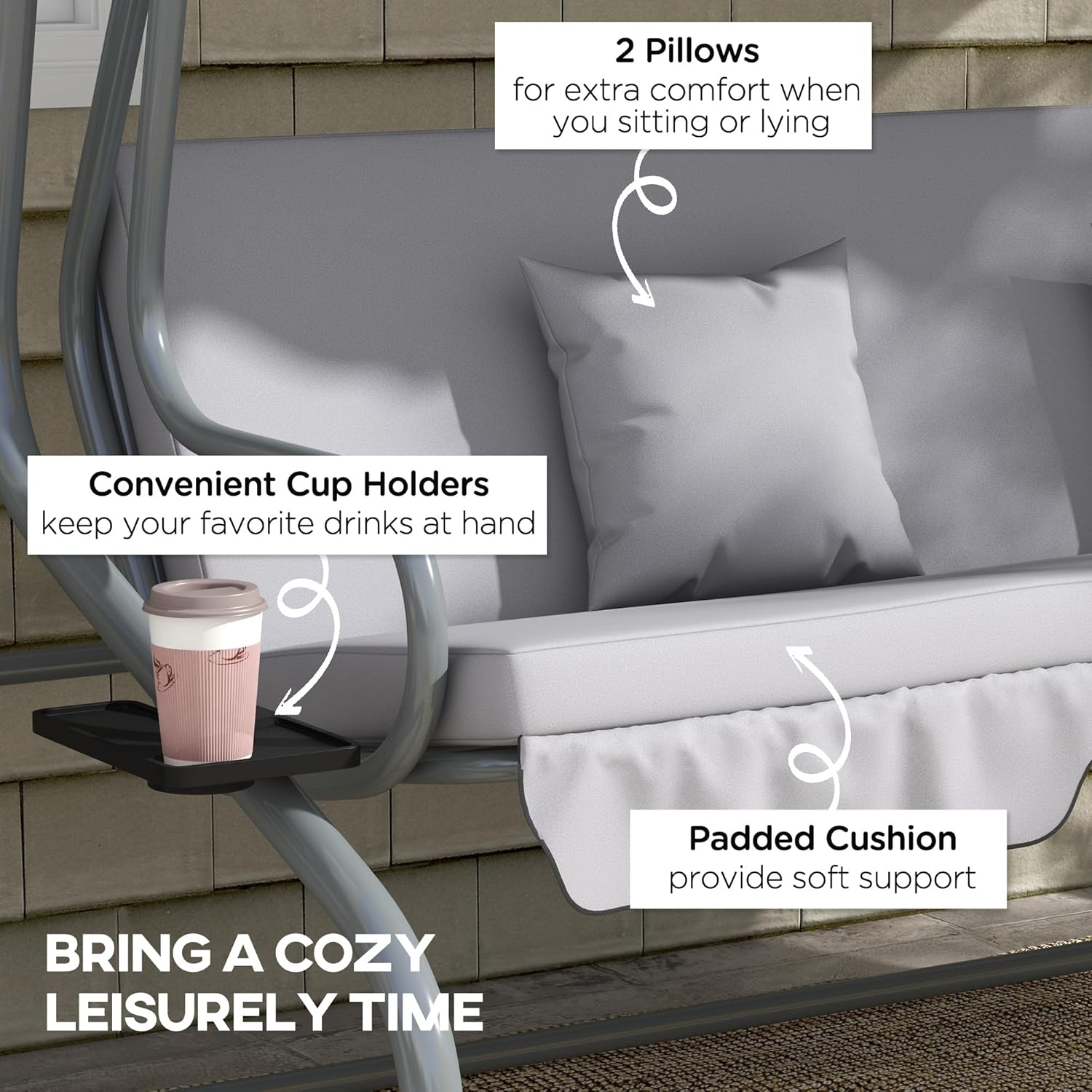 2-in-1 Garden Swing Seat Bed