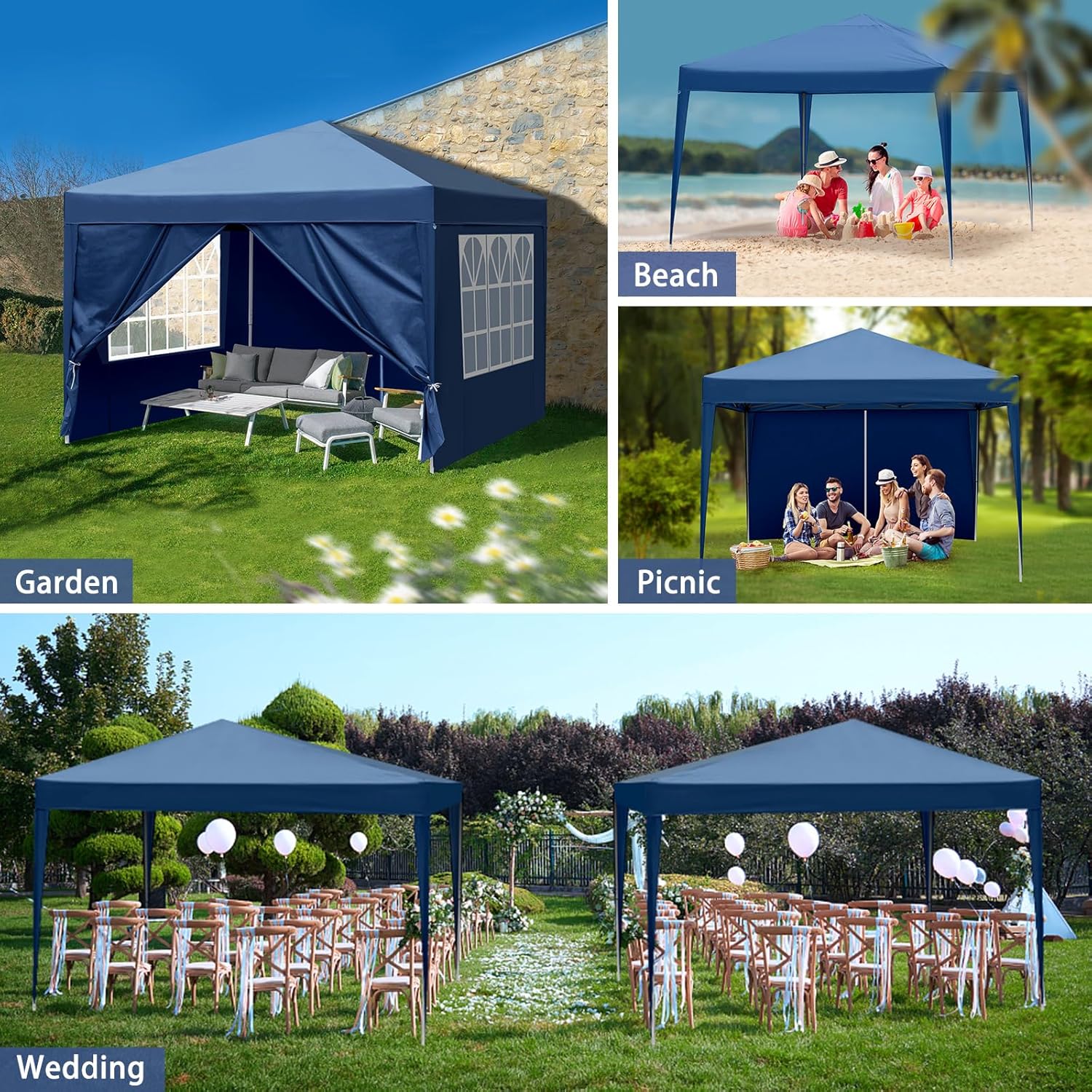 3m x 3m Ez Pop Up Canopy Tent with 4 SideWalls