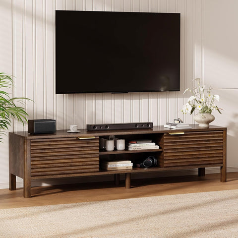 Wooden TV Stand Cabinet - 150cm Long TV Unit With Storage And Adjustable Shelves