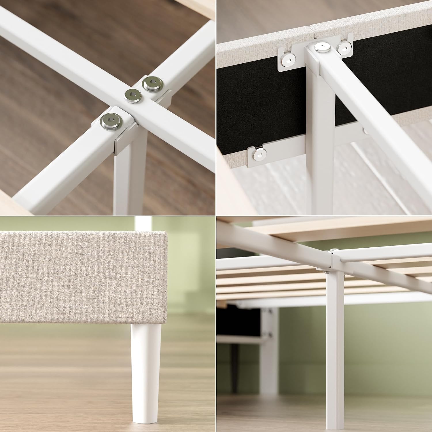 Double Upholstered Bed Frame with Headboard (135 x 190 cm)