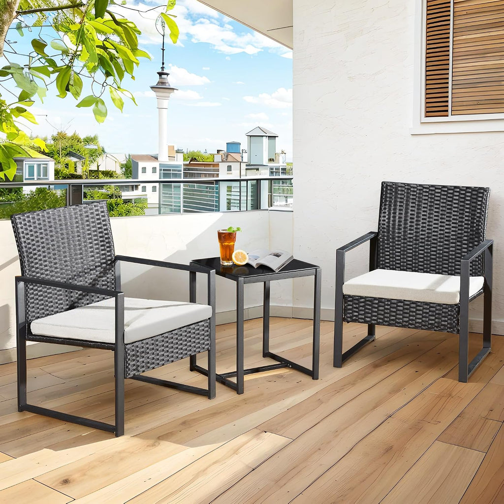 3 PCS Rattan Garden Furniture Set