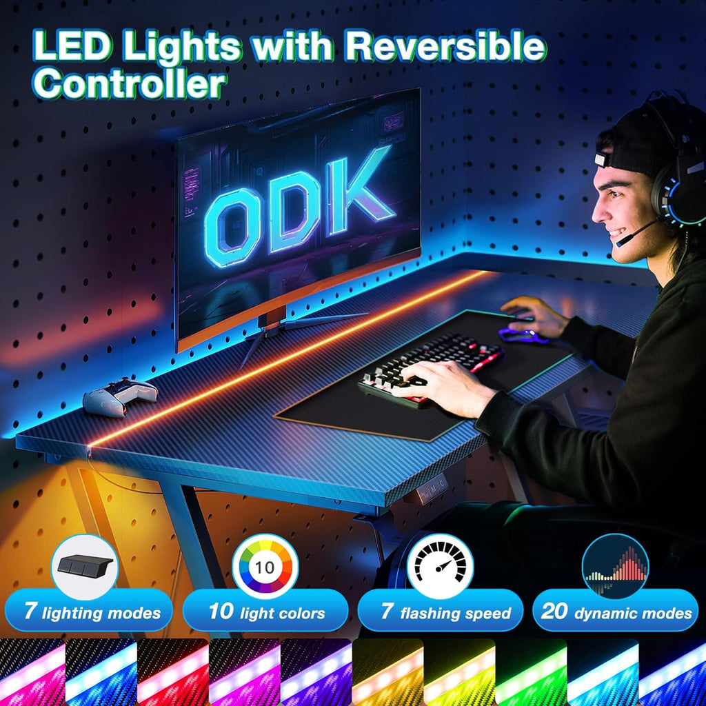 Gaming Desk with LED Lights