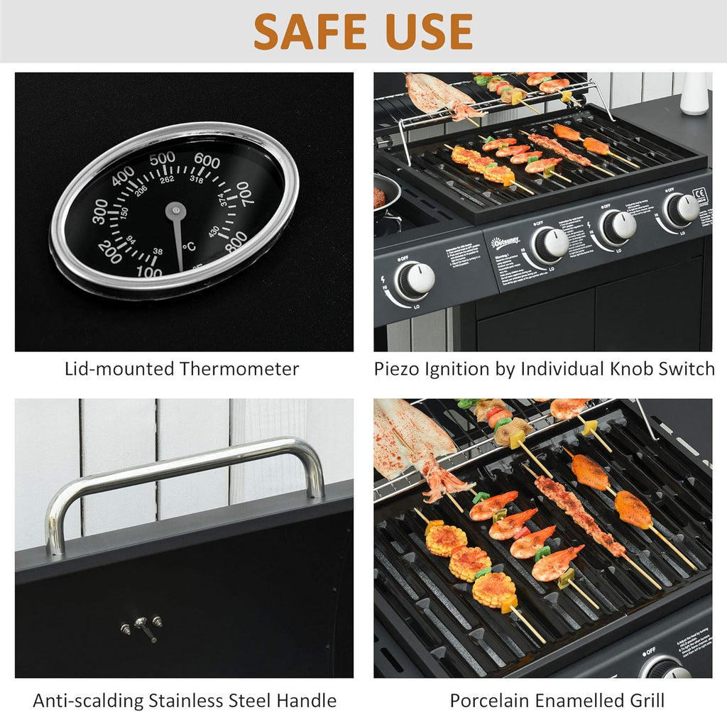 3+1 Burner Gas BBQ Grill