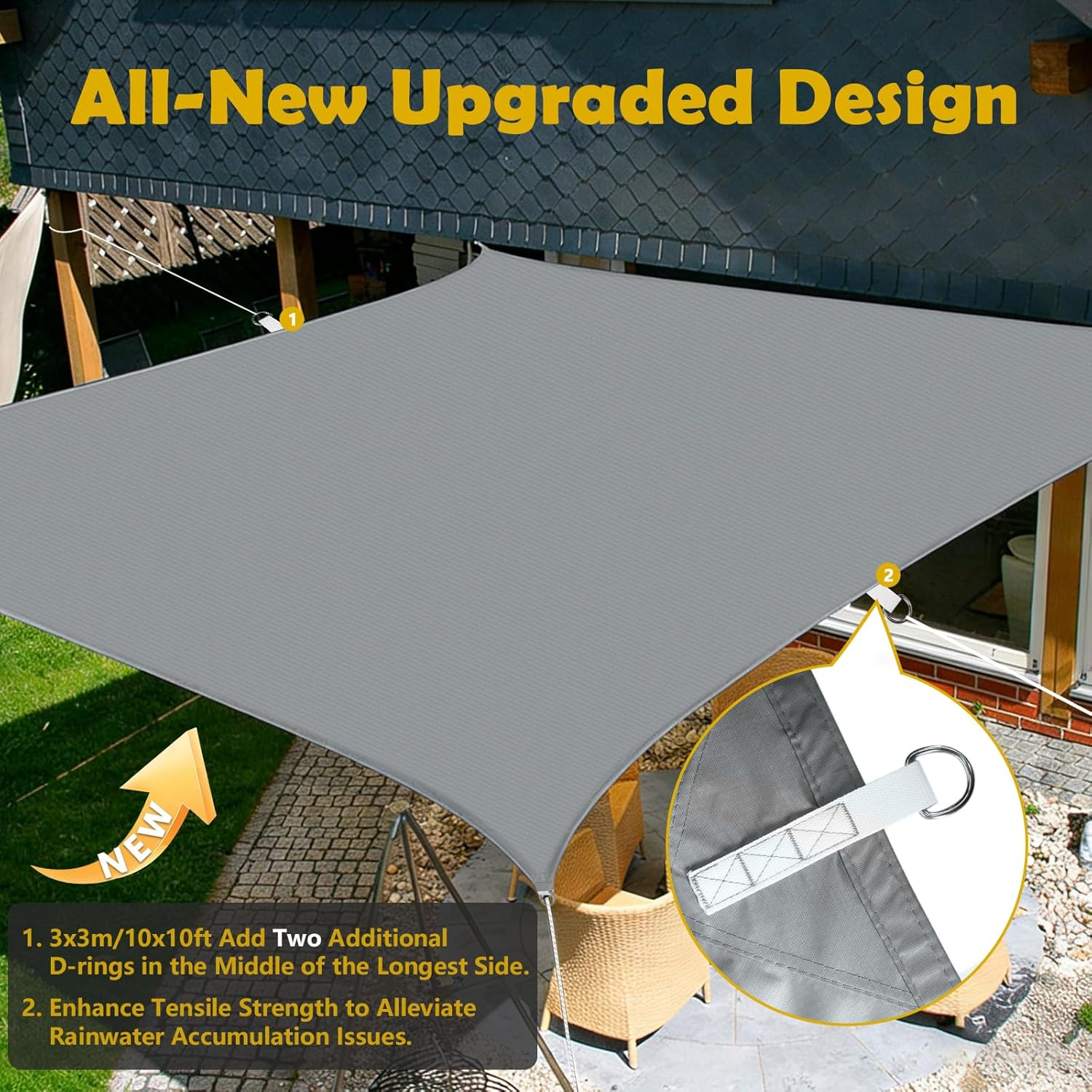 3m × 3m Waterproof Sun Shade Sail