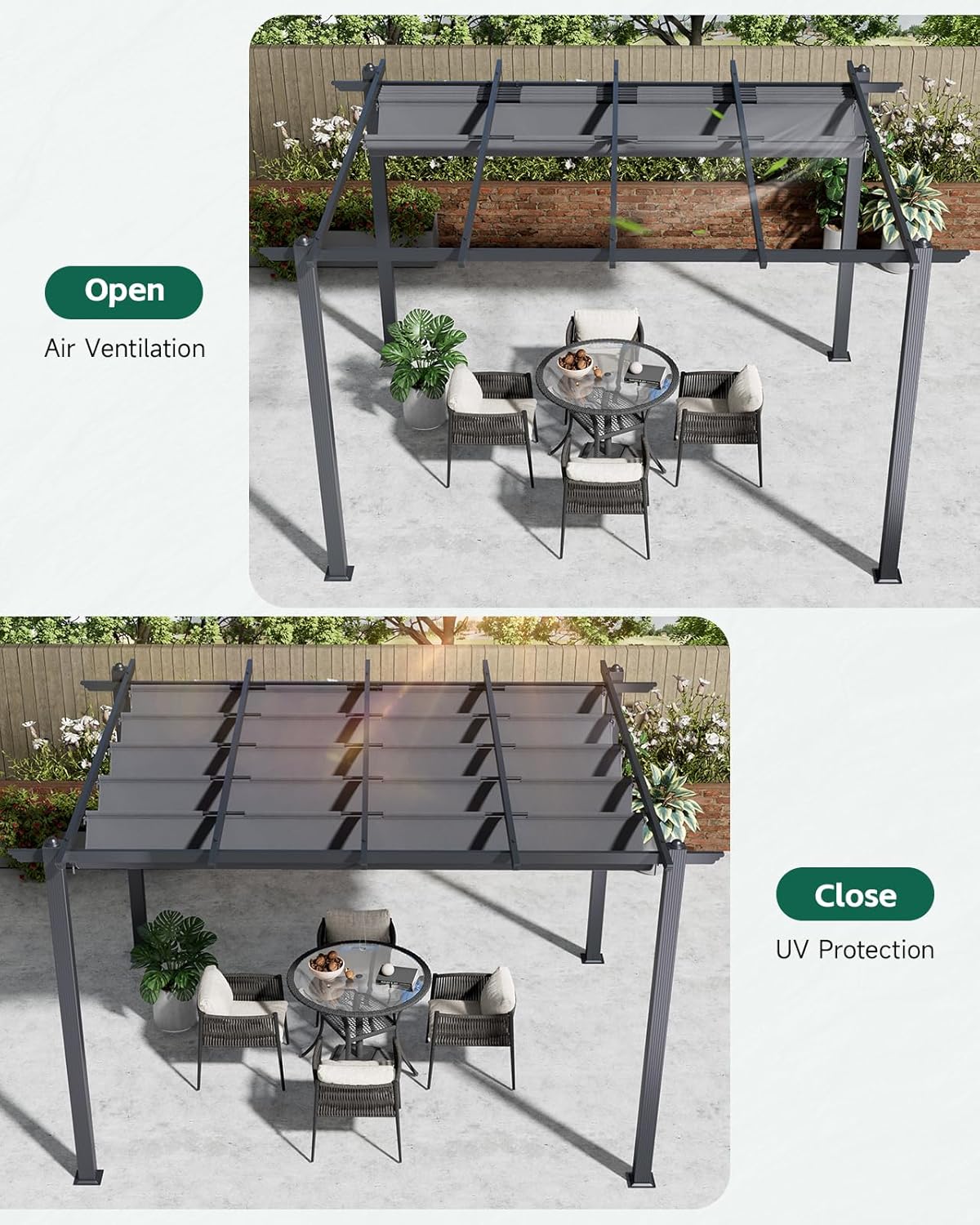The Fellie 3M x 4M Aluminium Pergola with Retractable Roof