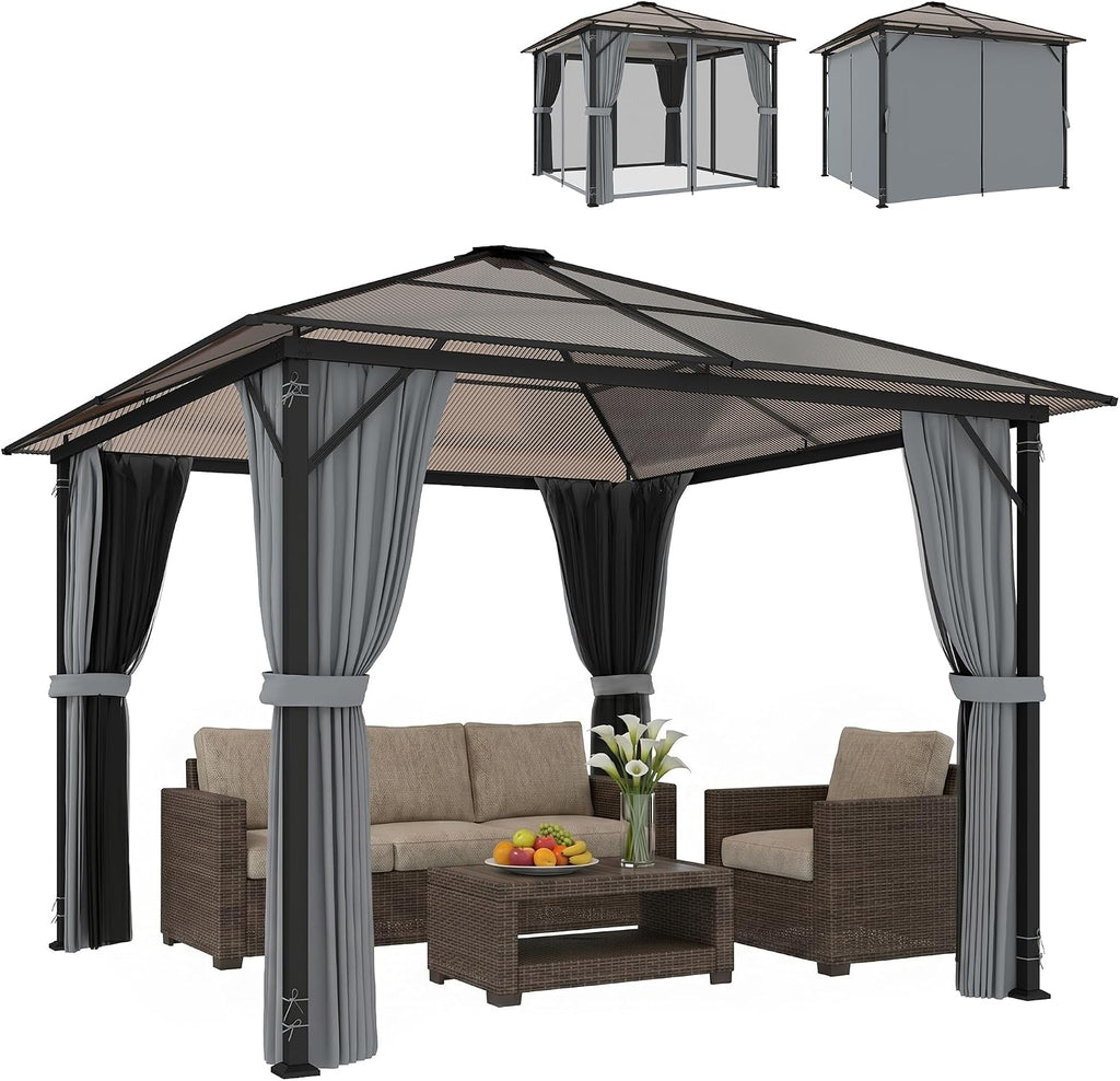 3 x 3(m) Hardtop Gazebo Canopy with Polycarbonate Roof