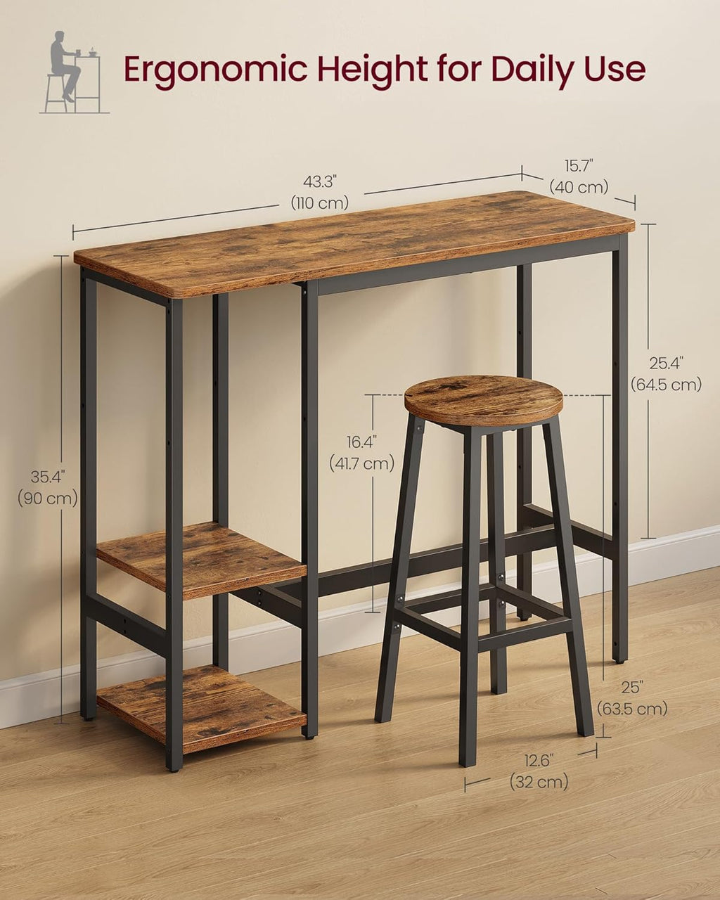 Table Set with 2 Stools