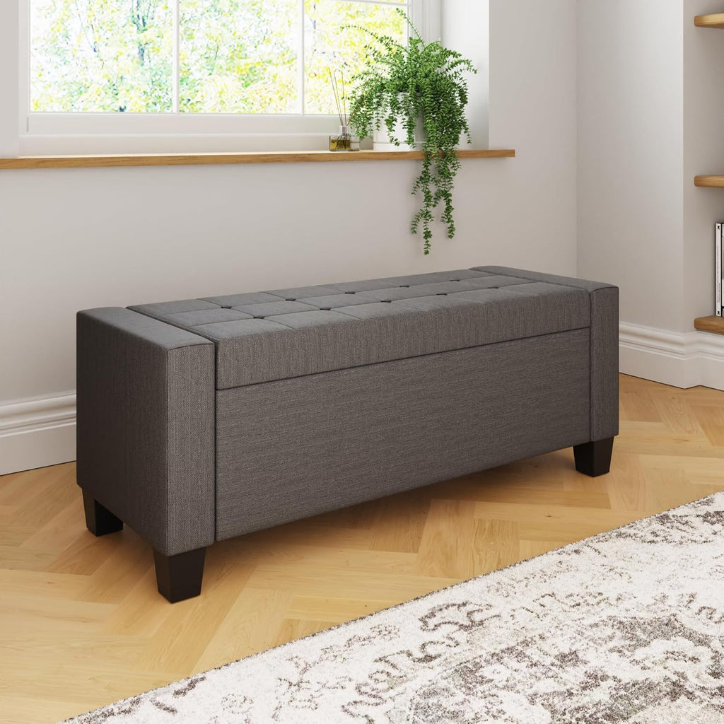 Grey Ottoman Blanket Storage Box