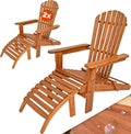 2x Adirondack Wooden Sun Loungers with Footrests