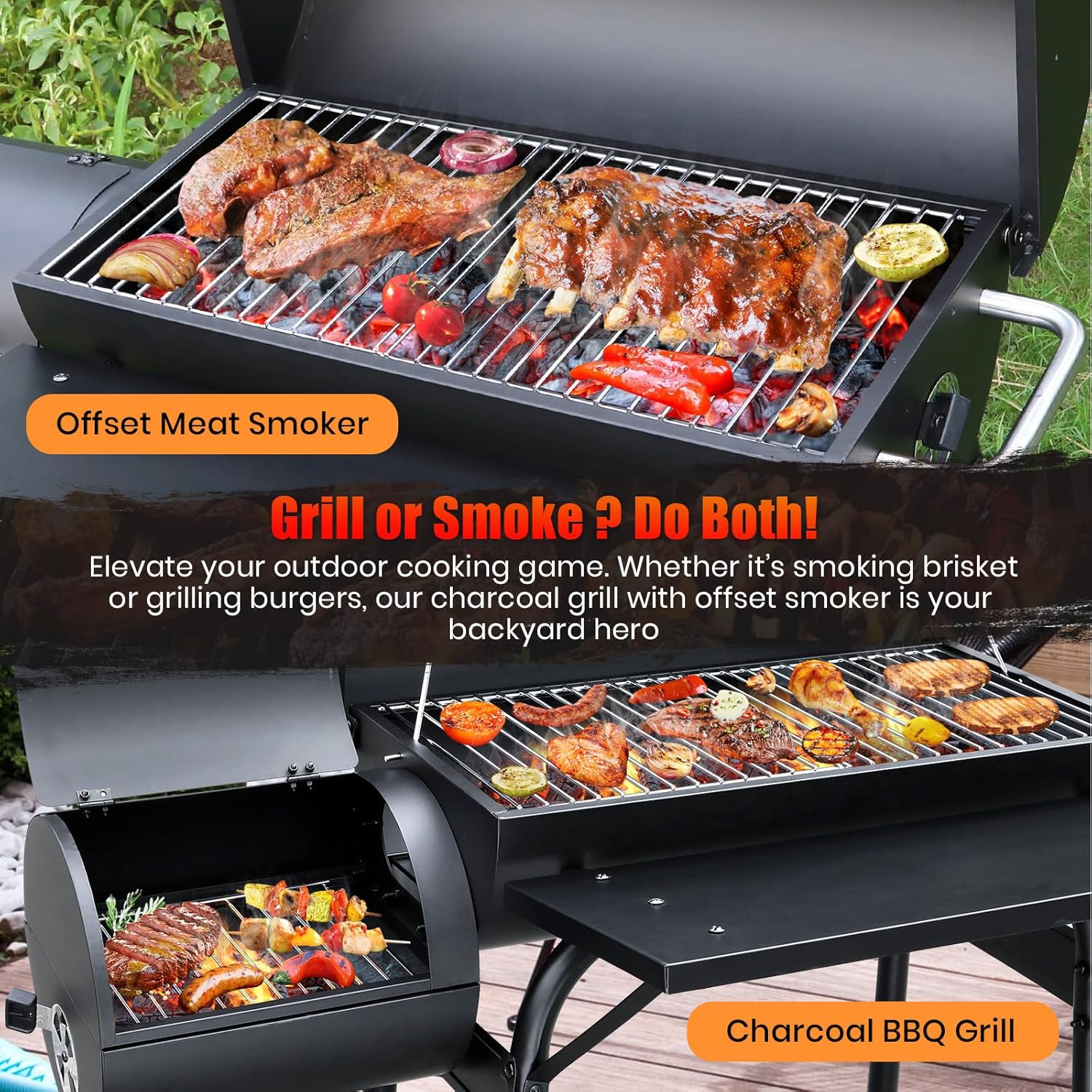 BBQ Grill With Offset Smoker: Large Oil Drum Barbecue Barrel Grill For Outdoor Garden
