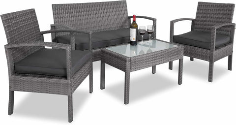 4 Piece Rattan Garden Furniture Set